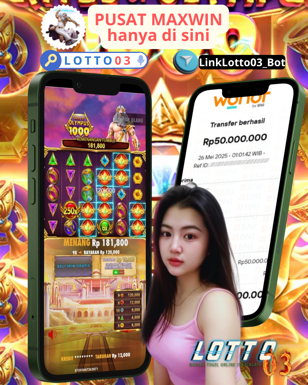 Bukti kemenangan 50 juta di Lotto03