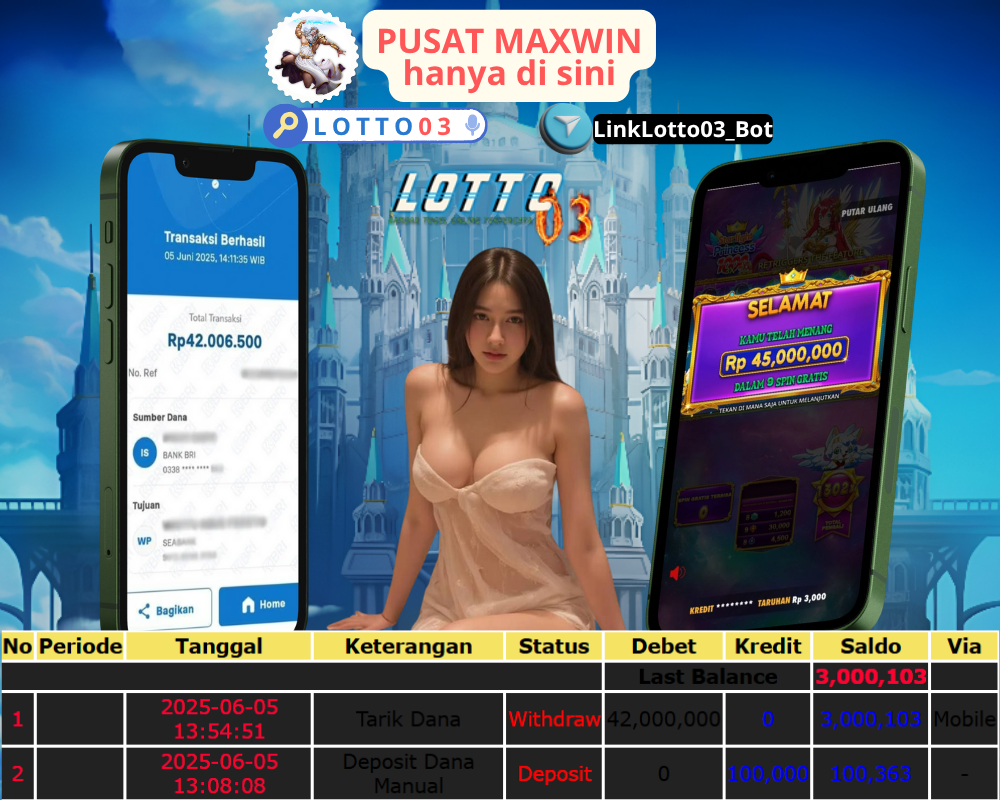 Bukti Maxwin 45 juta di Lotto03